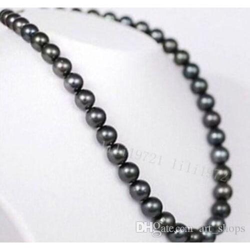 BEAUTIFUL 18" 9-10MM AAA TAHITIAN BLACK PEARL NECKLACE