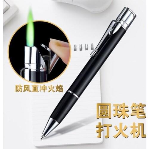 Pen Lighter Ball Pen Head Originality Metal Windbreak Lighter