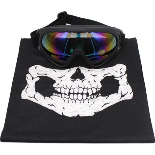 Halloween Skull Skeleton Outdoor Motorcycle Bicycle Multifunction Headwear Hat Scarf Half Face Mask Cap Neck Ghost Scarf+Goggles