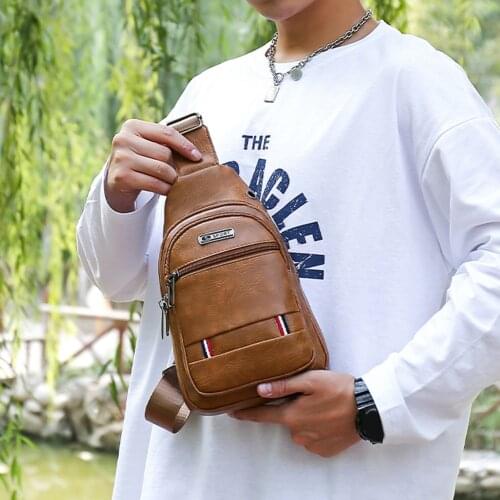 Fashion Men Anti-theft Waterproof Waist Bag Casual Solid Color PU Leather Multi-zipper Money Chest Purse with Headphone Hole