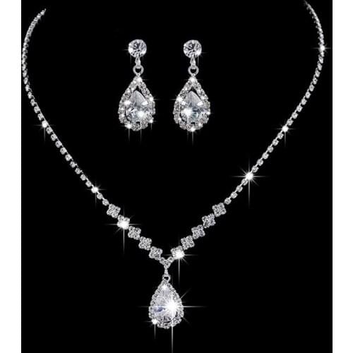 Luxury Angel Teardrop Necklace Set Bride Bridesmaid Wedding Gifts For Women