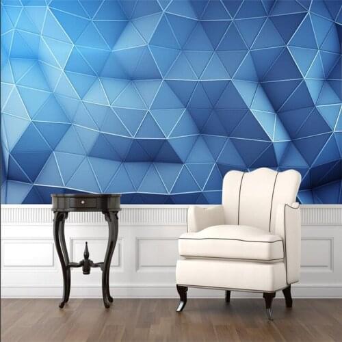 Mondern Technology Sence Abstract Blue Geometric Polygonal Photo Wallpapers for Living Room Bedroom 3D Wall Papers Home Decor