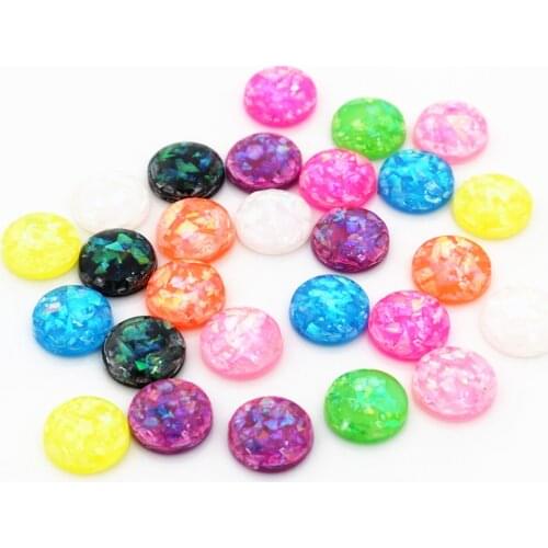 New Fashion 10mm 40pcs/Lot Mix Color Built-in metal foil Flat back Resin Cabochons Cameo V7-03