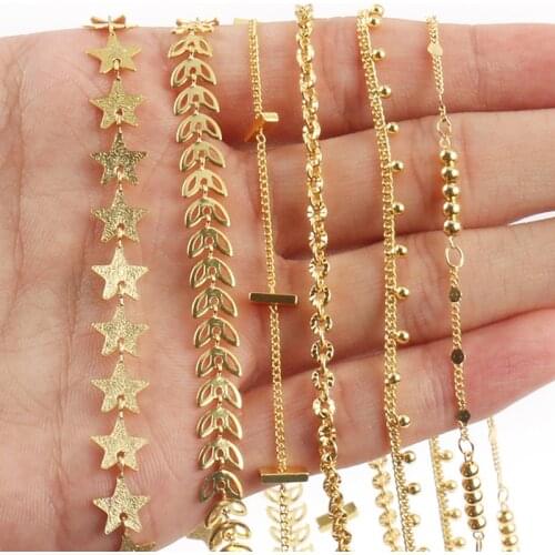 Wholesale 1M Star rectangle Gold Color Chains Handmade Jewelry Accessories For DIY Necklace Bracelet Anklet Making