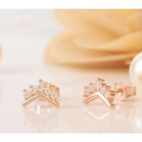 Original S925 Sterling Silver Pan Earring Rose Gold Coronal Wish Crown Earrings For Women Wedding Gift Fashion Jewelry
