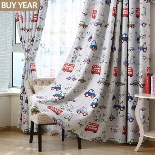 Manufacturers Curtains for Living Dining Room Bedrooms Sell Explosive Cartoon Car Childrens Shade Cloth Window Screen Wholesale