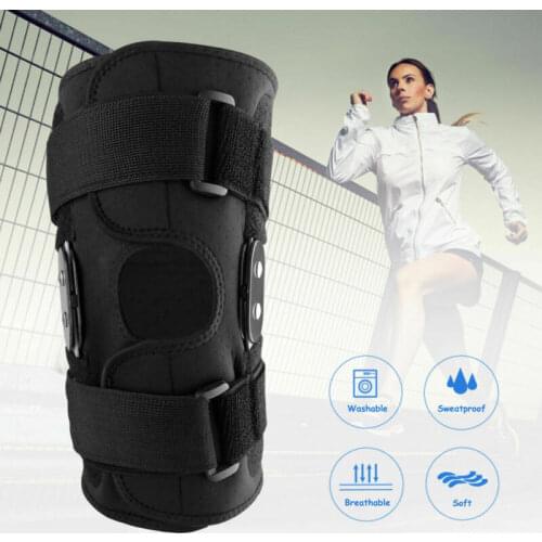 Hinged Knee Brace Plus Size Adjustable Double Metal Knee Brace Support Protection Arthritis Sports Injury Open Gym Basketball