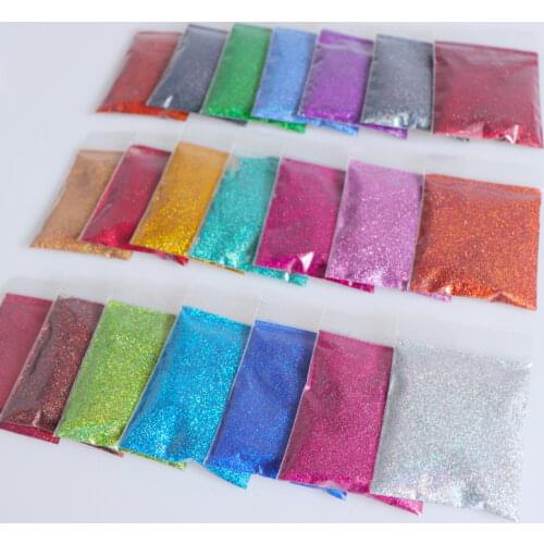 Rikonka 21PCS Holographic Nail Glitter Powder Shining Sugar 10g/bag Nail Glitter Hot Sale Dust Powder For Nail Art Decorations