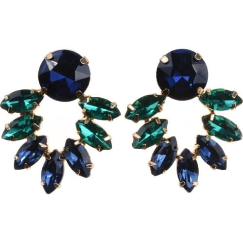 Luxury Green Crystal Glass Stone Earrings Women Brand Za Earrings Jewelry Fashion Indian Ethnic Statement Drop Earrings Femme