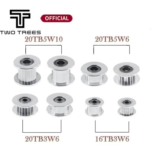 5pcs GT2 Idler Timing Pulley 16/20 Tooth Wheel Bore 3/5mm Aluminium Gear Teeth Width 6/10mm 3D Printers Parts For Reprap Part