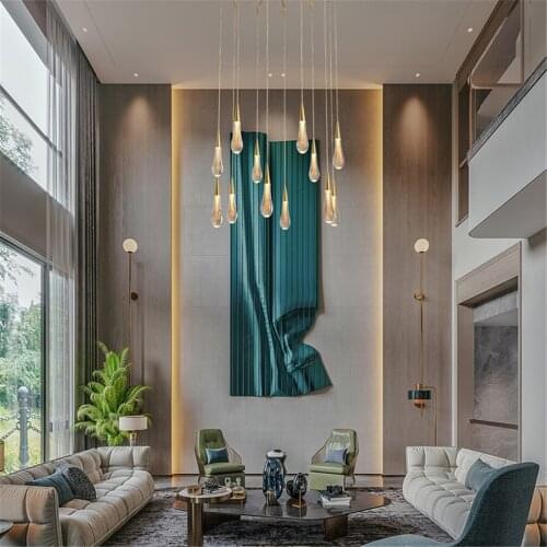 Modern Cyrstal Luxury Pendant Lamp Gold Chandelier Crystals Plating Kitchen Hotel Hall Home Hanging Lamp Bedroom Loft Lighting