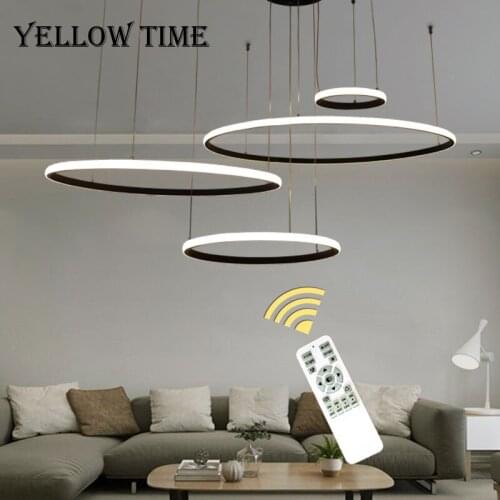 Led Chandelier 4rings 3rings Circle Indoor Lighting For Living room Bedroom Dining room Black&white Chandelier Lamps AC 90-260V