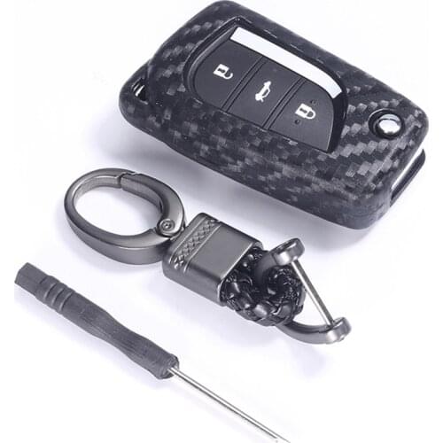 Carbon Fiber Silicone Key Case Cover Remote Fob For Toyota Auris Corolla Avensis Verso Yaris Aygo