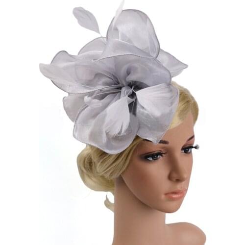 Party Wedding Bridal Mesh Hair Accessories Elegant Flower Feather Beads Mesh Corsage Hair Clip Headdress Headwear Tiara Hat