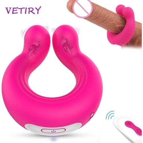 Couple Vibrator for Penis 9 Speeds Cock Ring Vibrator Penis Clitoral Stimulation Adult Sex Toys for Man Wireless Remote Control