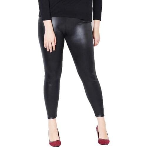 Plus Size Faux Pu Leather Pants Women Elastic High Waist Winter Leggings Skinny Leather Leggings Trousers pantalones de mujer