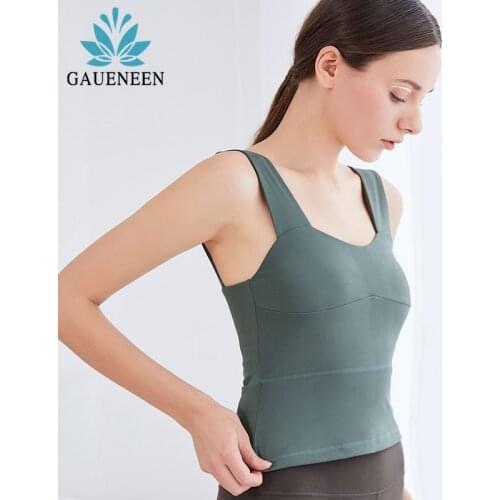 GAUENEEN Women Push Up Yoga Vest Sports Tank Tops Solid Running Athletic Vest Fitness Shirt Sports Top Padded for Fitness