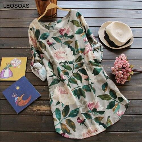 Womens 2021 Summer New Round Neck Print Long Sleeve Dress Elegant Temperament Casual Loose Holiday Dress