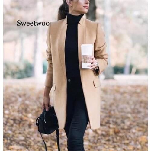 Winter Coats and Jackets Women 2020 Plus Size Long Wool Coat Warm Korean Elegant Vintage Coat Female Cloak Cape Khaki Jacket