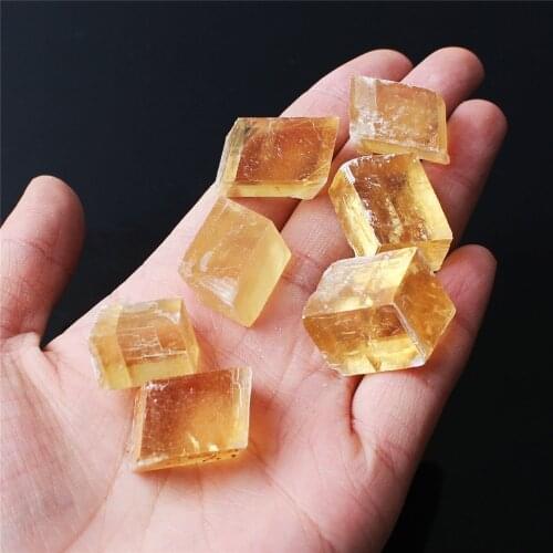 1 Lot 30g/50g/100g Natural Transparent Yellow Optical Calcite Crystal Tumbled Stone Mineral Rough Specimen