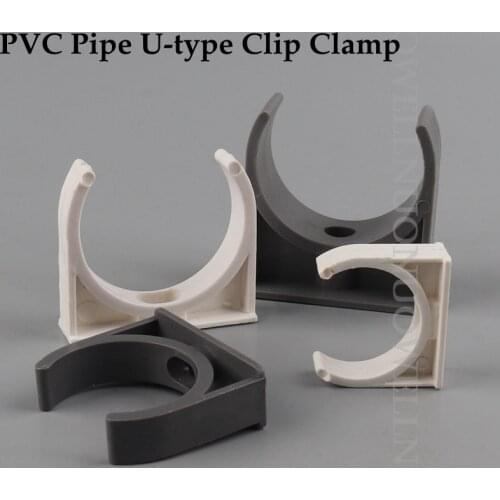 10pcs I.D 20~50mm PVC Pipe Clamp U-type Garden Irrigation Tube Bracket Fittings Pipeline Installation Fixing Connector Adapter