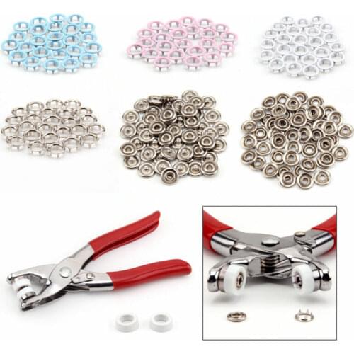 100pcs/set of five-jaw pliers ring pressure bolt snap-up fastener 9.5mm DIY tool kit