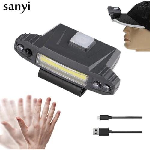 4 Modes USB Rechargeable Cap Clip Light Induction COB Headlamp Hat clip light lamp cap Built-in battery Lighting