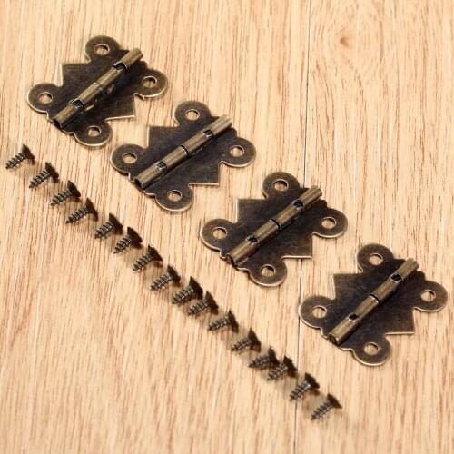 4Pcs Iron Antique Bronze Decorative Butterfly Hinges with Screws Kitchen Cabinet Furniture Jewelry Wine Wooden Box Hinge 25x20mm