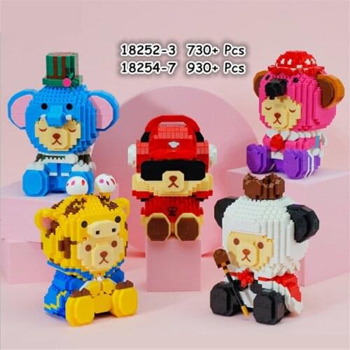6 Models Balody Bear Cosplay Elephant Giraffe Micro Block DIY Sitting Animal Diamond Building Brick Toy Gift For Children