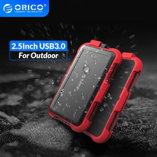 ORICO 2.5'' Triple-Protection HDD Case With Cable Slot 4TB Support UASP and TRIM Waterproof Dustproof Shockproof Silicone Design