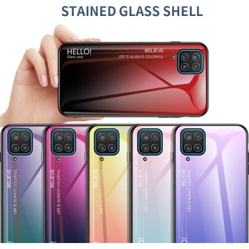Tempered glass Case For Samsung Galaxy A12 Case Full Protect Back Cover For Samsung Galaxy A12 Cover Cell Shell Phone Bag
