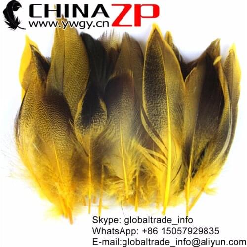 CHINAZP Factory 50pieces/lot Exporting Good Quality Natural Dyed Gold Fluffy Mallard Duck Flank Plumage Feathers