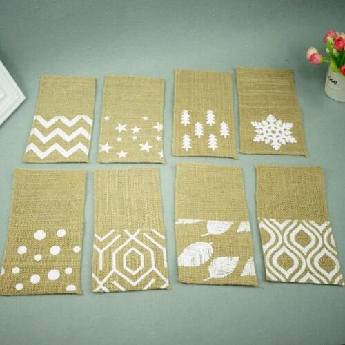 10PCS Jute Hessian Cutlery Pocket Burlap wedding decoration Knife and Fork Cutlery Holder wedding table accessories