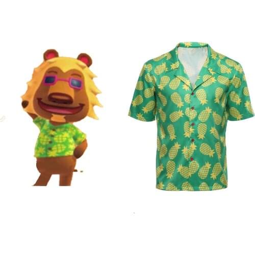 Game Animal Cosplay Crossing Shirt Bud Cosplay Hawaiian Short Sleeve T Shirts Costume Halloween Carnival Costume