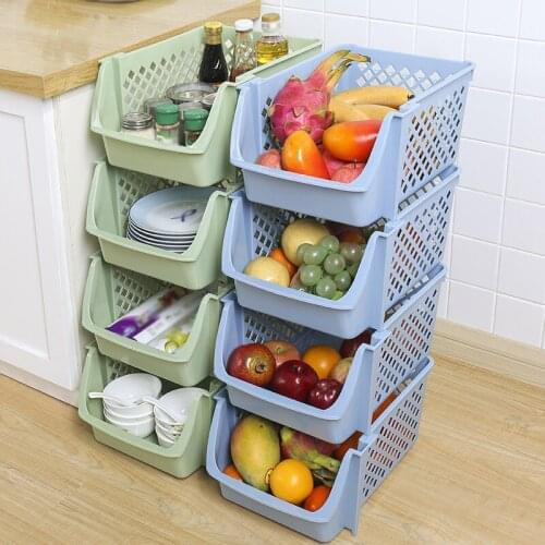 Stackable Storage Basket Organizer Food Snacks Toys Toiletries Plastic Storage Bins SCVD889