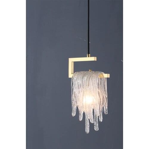 Creative copper lamp bedside chandelier bedroom small light luxury modern minimalist long hanging wire net red single head night