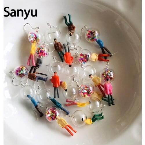 Creative New Design Transparent Bubble Humanoid With Little Stars Drop Earrings Exaggerated Masker Little Human Dangle Earrings