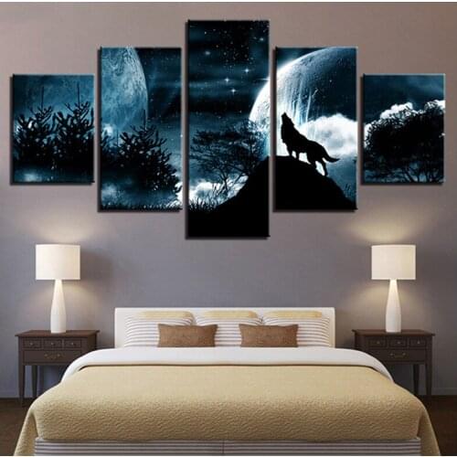 Moon wolf 5Pcs Daimond Painting Full Square Round Drill Scenery 5D Rhinestone Diamond Embroidery Cross StitchZP-3237