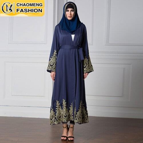 NewRamadan Eid Fashion Embroidery Kaftan Dubai Abaya Kimono Turkey Hijab Muslim Dress Malaysia Islamic Clothing For Women Caftan
