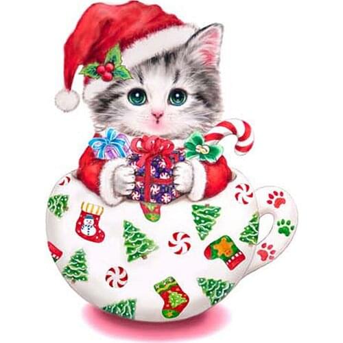 Meian 2020 Christmas Cat Cross Stitch Embroidery Kit 11CT Christmas gift Cotton Thread Painting DIY Needlework DMC Home