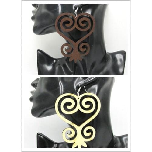Unfinished Sankofa Adinkra Wood Earrings