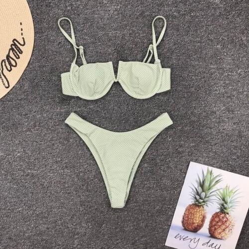 2021 New Sexy V Neck Bikini Swimwear Women Two Pieces Swimsuit Push Up Bikini Set Brazilian Bathing Suit Beachwear Swimming Suit