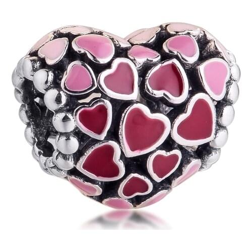 Authentic 925 Sterling Silver Burst of Love Heart Charms Fits Original Pandora Bracelet DIY Beads for Jewelry Making
