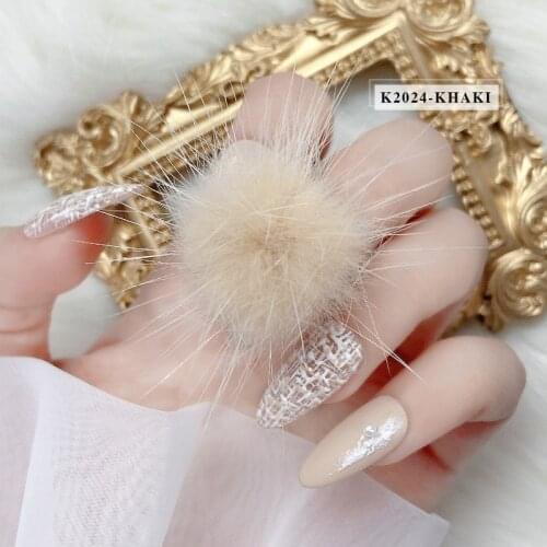 2pcs Fluffy Plush Ball 3D Nail Art Decorations Detachable Magnet Fashion Pompoms Jewelry Manicure Design Accessories