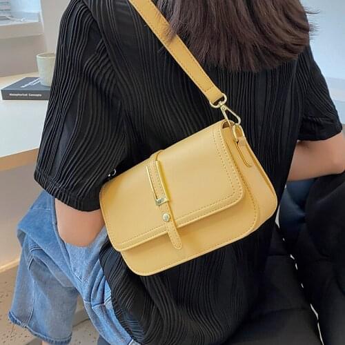 Luxury PU Leather Female Bag European and American Simple Chain Messenger Bag Small Square Bag Chain Crossbody Bag Handbag Purse