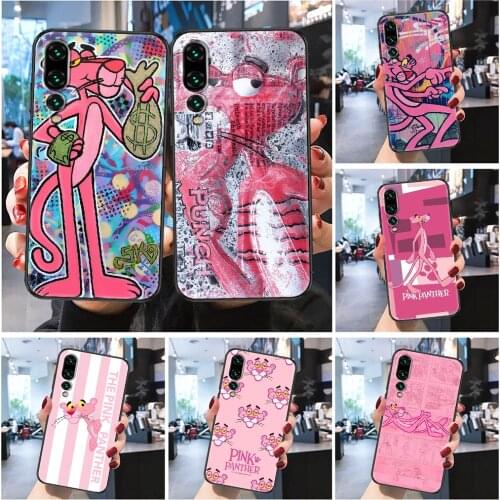 Pink Cartoon Panther Phone case For Huawei Honor 6 7 8 9 10 10i 20 A C X Lite Pro Play Frosted black painting back tpu coque