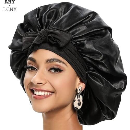 1 Piece Girls Women Polyester High Elastic Night Sleeping Shower Cap Hair Bonnet Hat Head Cover Satin Turban