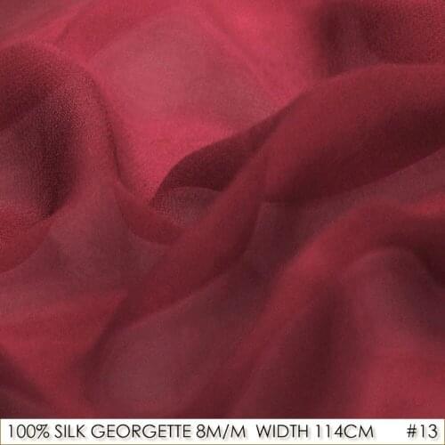SILK GEORGETTE 114cm width 8momme/100% Pure Silk Chiffon Fabric Factory Direct Online Store Wine Red NO 13
