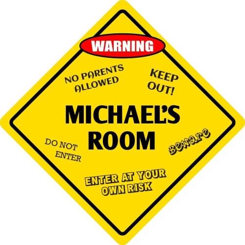 StickerPirate Michaels Room Funny Kids Room Door Warning Danger Metal Novelty Sign Aluminum