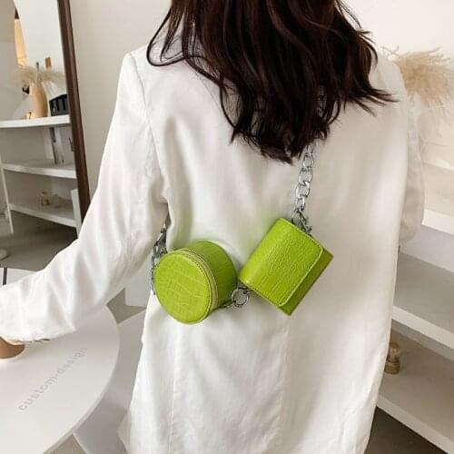 Stone Pattern Small PU Leather Round+Flap Crossbody Bag 2021 Summer Luxury Brand Chain Shoulder Handbags And Purses